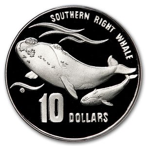 1996 Australia $10 Silver Southern Right Whale Calf Proof 1996 Australia $10 Silver Southern Right Whale Calf Proof