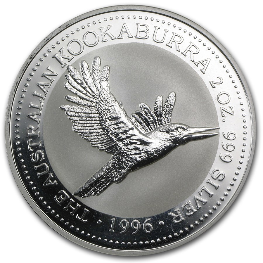 1996 Australia 2 oz Silver Kookaburra BU