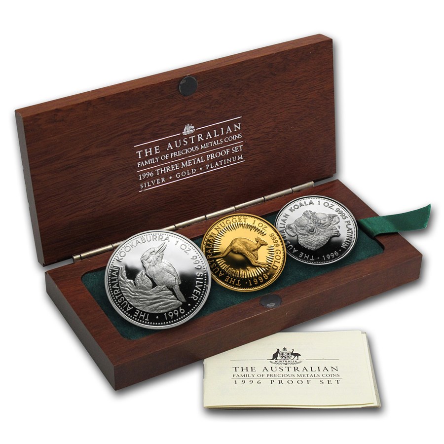 1996 Australia 3-Coin Family of Precious Metals Proof Set