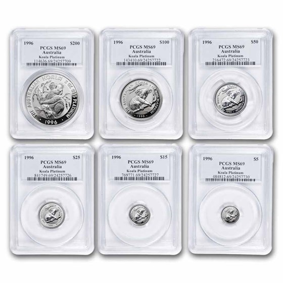 1996 Australia 6-Coin Platinum Koala Set MS-69 PCGS (4.05 oz)