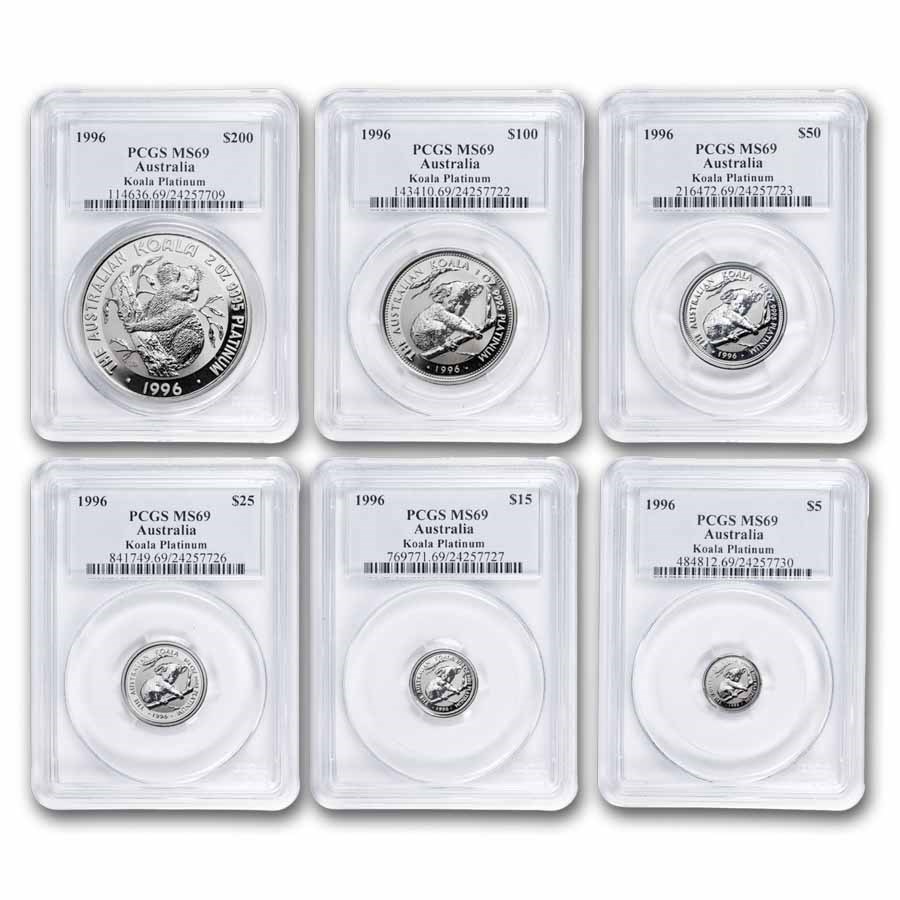 1996 Australia 6-Coin Platinum Koala Set MS-69 PCGS (4.05 oz)