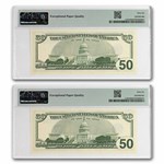 1996 (B-New York) $50 FRN CU-66 EPQ PMG (Fr#2126-B) 2 Cons.