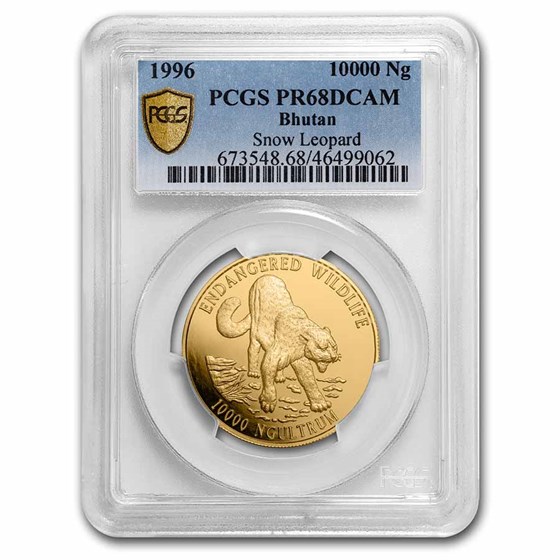 1996 Bhutan Gold 10,000 Ngultrum Snow Leopard PR-68 PCGS 1996 Bhutan Gold 10,000 Ngultrum Snow Leopard PR-68 PCGS