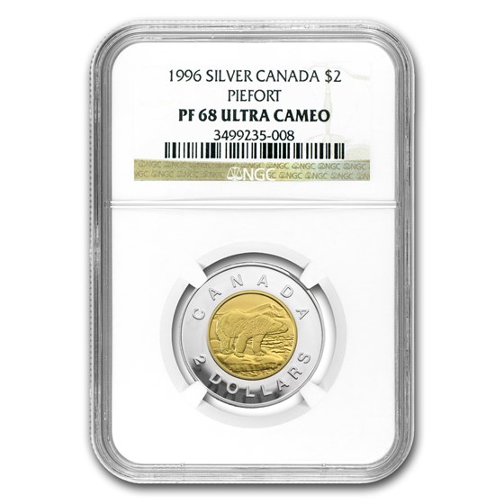 1996 Canada Bimetal $2 Polar Bear PF-68 NGC (Piedfort) 1996 Canada Bimetal $2 Polar Bear PF-68 NGC (Piedfort)