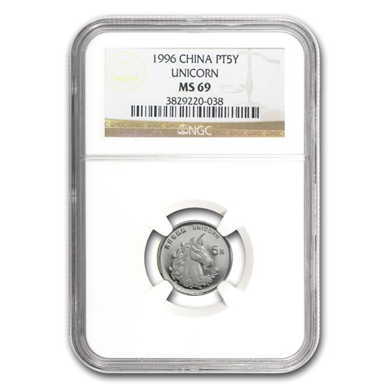 1996 China 1/20 oz Platinum 5 Yuan Unicorn MS-69 NGC 1996 China 1/20 oz Platinum 5 Yuan Unicorn MS-69 NGC