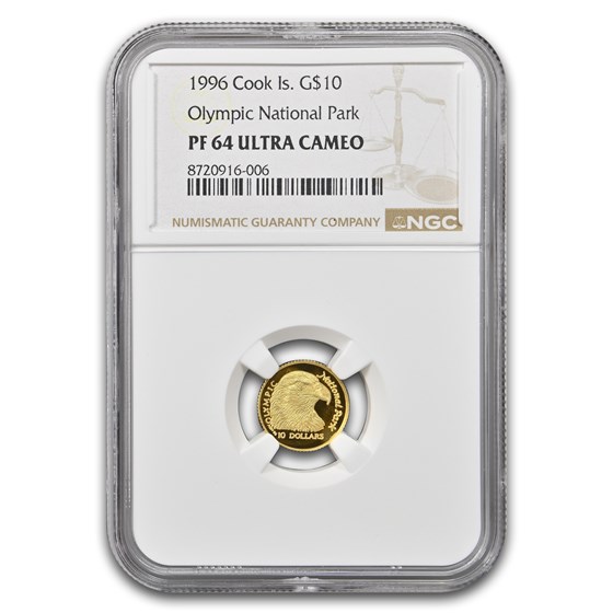 1996 Cook Islands Gold $10 Olympic National Park PF-64 NGC
