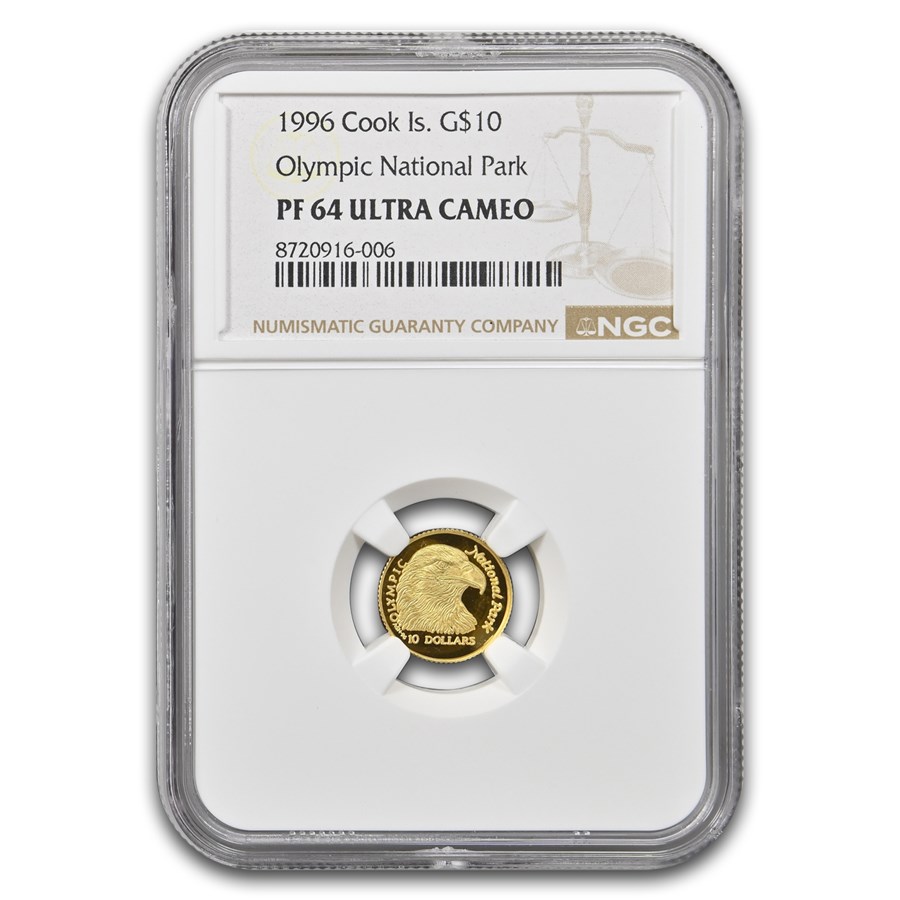 1996 Cook Islands Gold $10 Olympic National Park PF-64 NGC