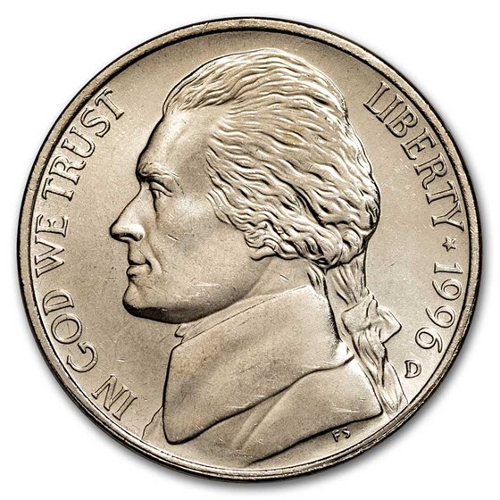1996-D Jefferson Nickel 40-Coin Roll BU 1996-D Jefferson Nickel 40-Coin Roll BU