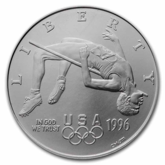 1996-D Olympic High Jump $1 Silver Commem BU (w/Box & COA) 1996-D Olympic High Jump $1 Silver Commem BU (w/Box & COA)