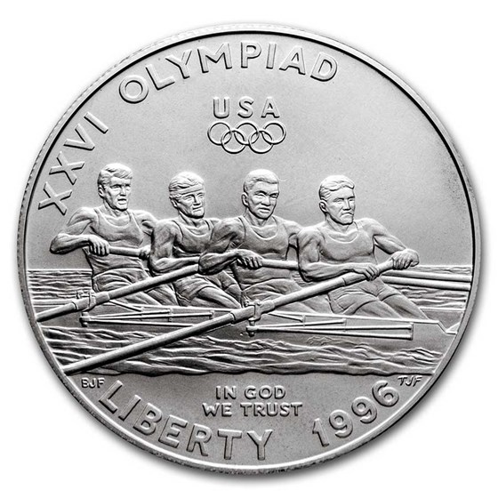 1996-D Olympic Rowing $1 Silver Commem BU (w/Box & COA) 1996-D Olympic Rowing $1 Silver Commem BU (w/Box & COA)
