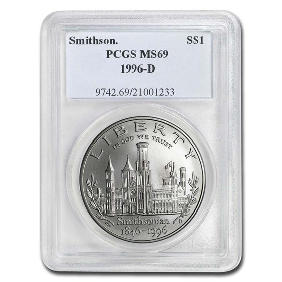 1996-D Smithsonian $1 Silver Commem MS-69 PCGS