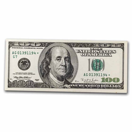 1996* (G-Chicago) $100 FRN AU (Fr#2175-G*) Star Note! 1996* (G-Chicago) $100 FRN AU (Fr#2175-G*) Star Note!