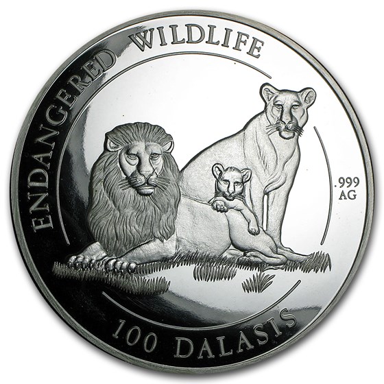 1996 Gambia 1 kilo Silver 100 Dalasis Proof 1996 Gambia 1 kilo Silver 100 Dalasis Proof