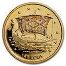 1996 Gibraltar 1/2 oz Proof Gold 140 ECUs Hologram Viking Coin