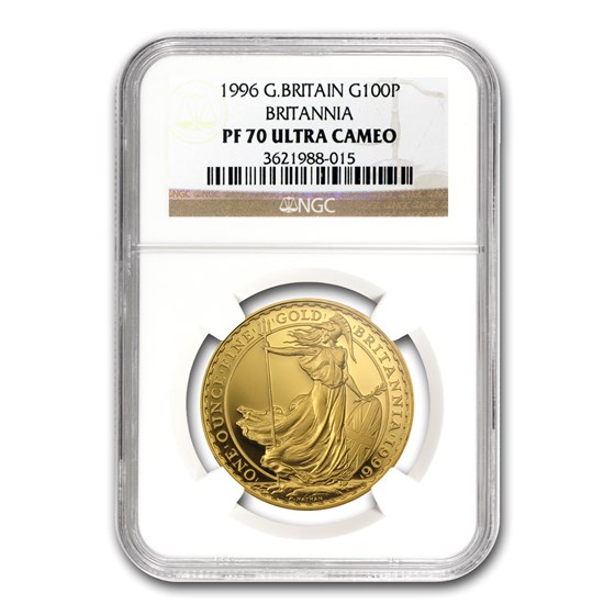 1996 Great Britain 1 oz Gold Britannia PF-70 NGC 1996 Great Britain 1 oz Gold Britannia PF-70 NGC
