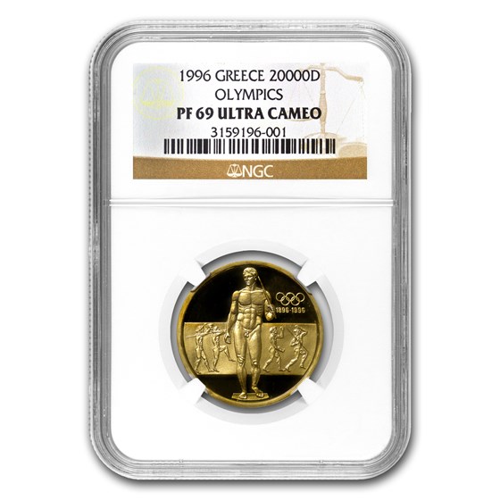 1996 Greece Gold 20,000 Drachmes Olympics PF-69 NGC 1996 Greece Gold 20,000 Drachmes Olympics PF-69 NGC