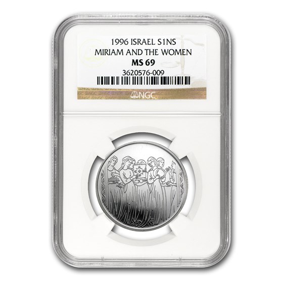 1996 Israel Silver 1 NIS Miriam & the Women PF-69 NGC 1996 Israel Silver 1 NIS Miriam & the Women PF-69 NGC