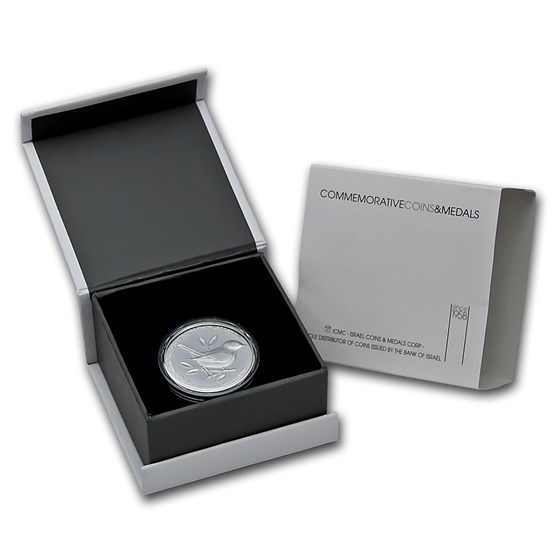 1996 Israel Silver 1 NIS Nightingale & Fig Proof (w/Box) 1996 Israel Silver 1 NIS Nightingale & Fig Proof (w/Box)