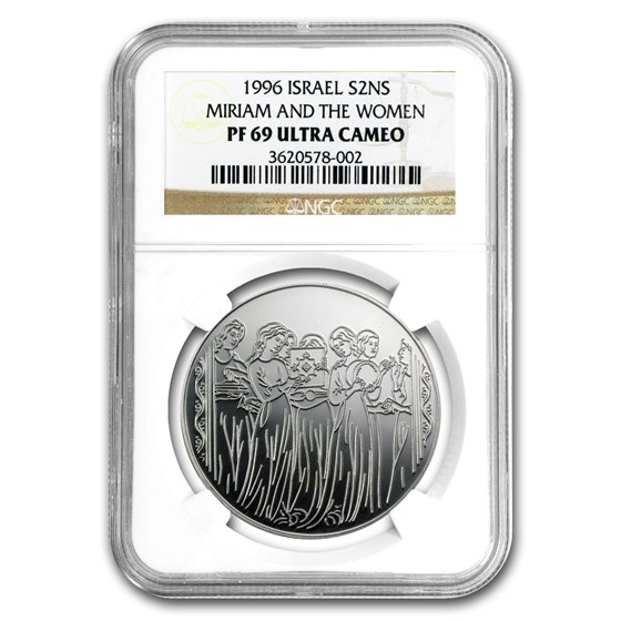1996 Israel Silver 2 NIS Miriam & the Women PF-69 NGC 1996 Israel Silver 2 NIS Miriam & the Women PF-69 NGC
