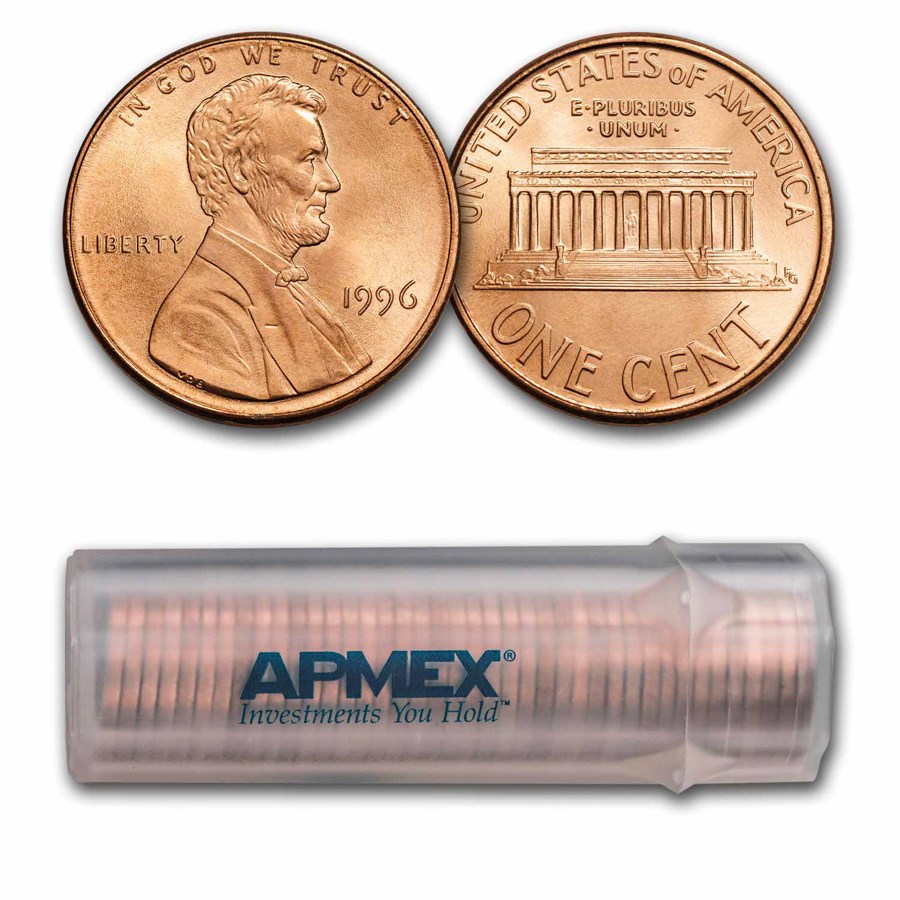 1996 Lincoln Cent 50-Coin Roll BU