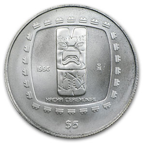 1996 Mexico 1 oz Silver 5 Pesos Hacha Ceremonial BU | eBay