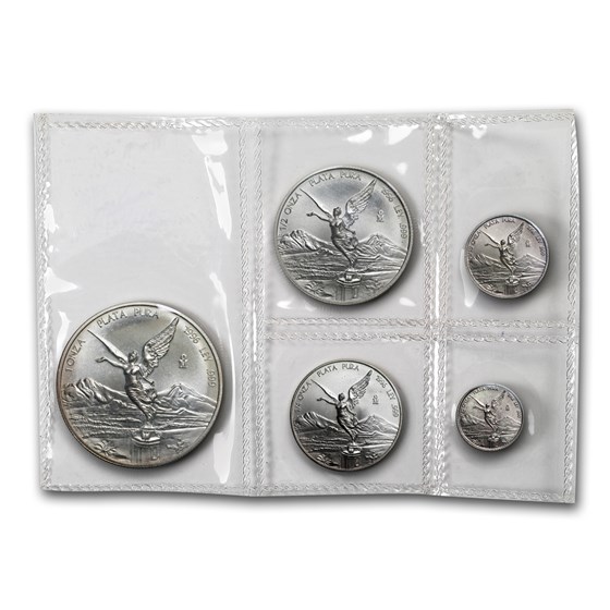 1996 Mexico 5-Coin Silver Libertad Set BU (1.9 oz)