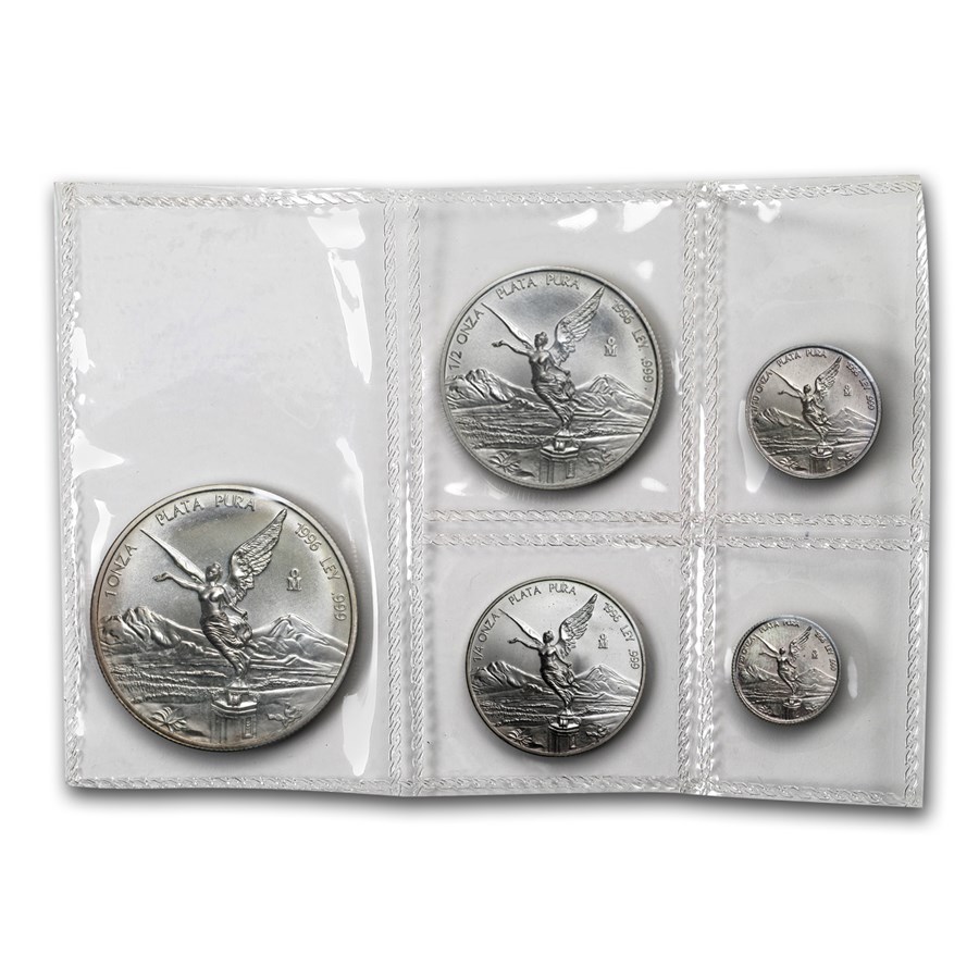 1996 Mexico 5-Coin Silver Libertad Set BU (1.9 oz)