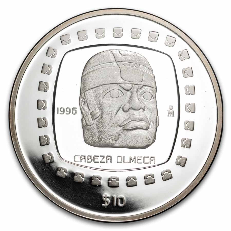 Buy 1996 Mexico 5 oz Silver 10 Pesos Cabeza Olmeca Proof | APMEX