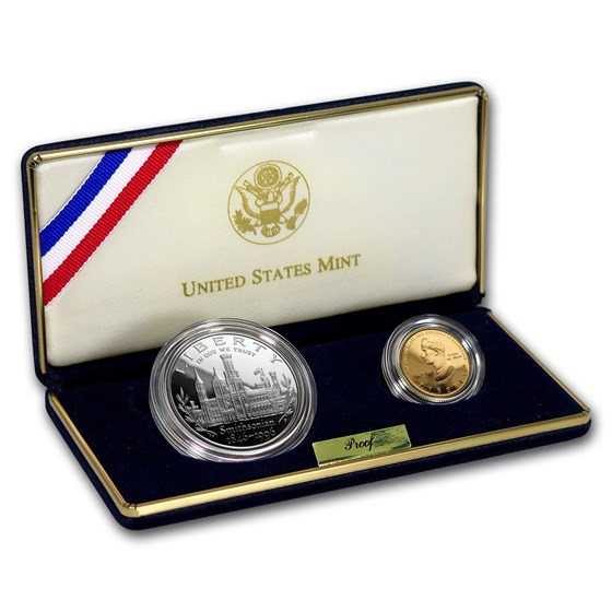 1996-P 2-Coin Commem Smithsonian Anniv Prf Set (w/Box & COA) 1996-P 2-Coin Commem Smithsonian Anniv Prf Set (w/Box & COA)