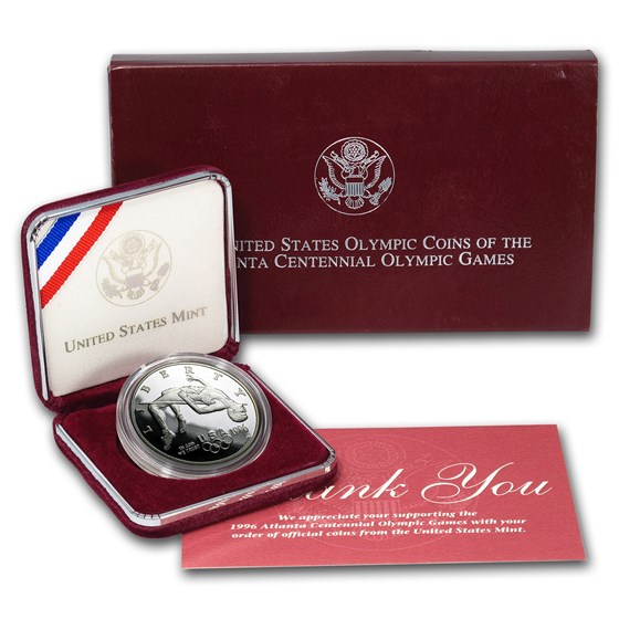 1996-P Olympic High Jump $1 Silver Commem Proof (w/Box & COA) 1996-P Olympic High Jump $1 Silver Commem Proof (w/Box & COA)