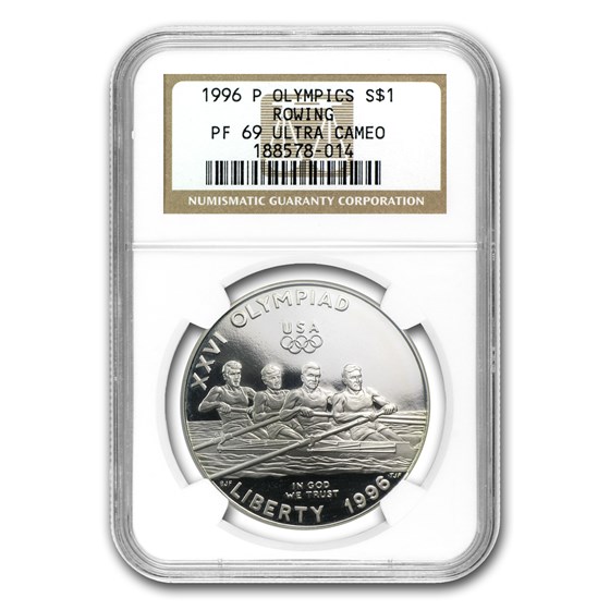 1996-P Olympic Rowing $1 Silver Commem PF-69 NGC 1996-P Olympic Rowing $1 Silver Commem PF-69 NGC