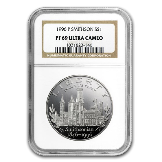1996-P Smithsonian $1 Silver Commem PF-69 NGC 1996-P Smithsonian $1 Silver Commem PF-69 NGC