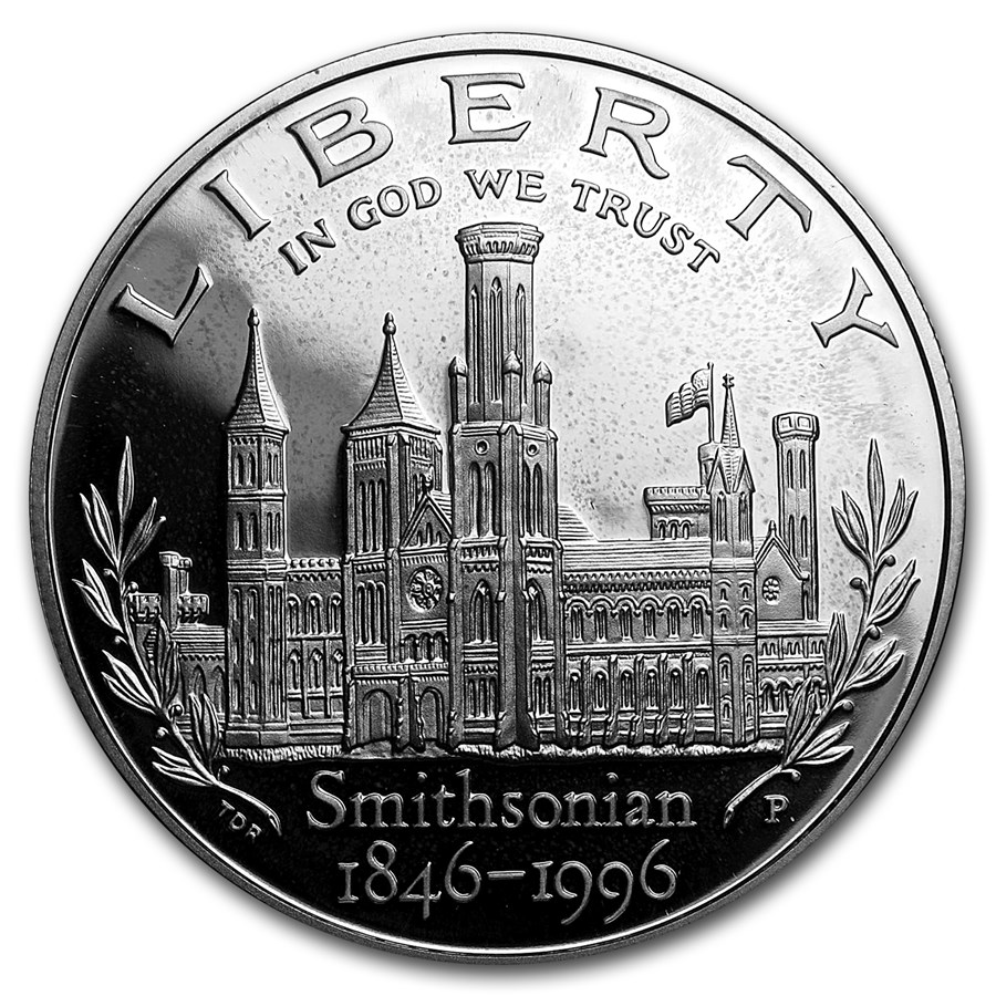 1996-P Smithsonian $1 Silver Commem Proof (w/Box & COA)
