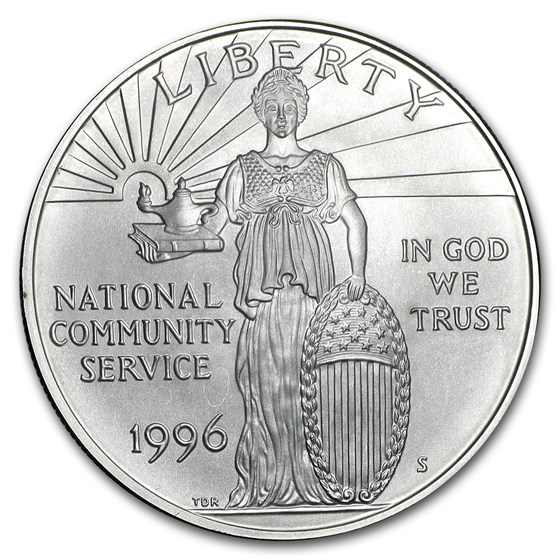 1996-S Community Service $1 Silver Commem BU (w/Box & COA) 1996-S Community Service $1 Silver Commem BU (w/Box & COA)