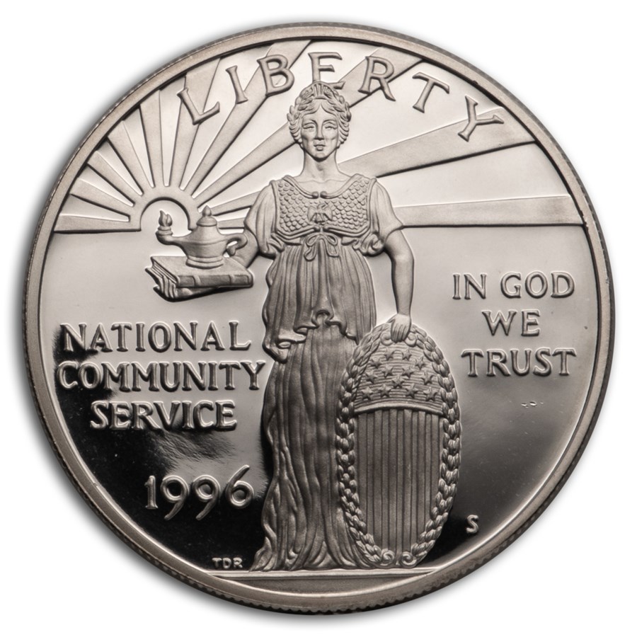1996-S Community Service $1 Silver Commem Coin/Stamp Set Proof