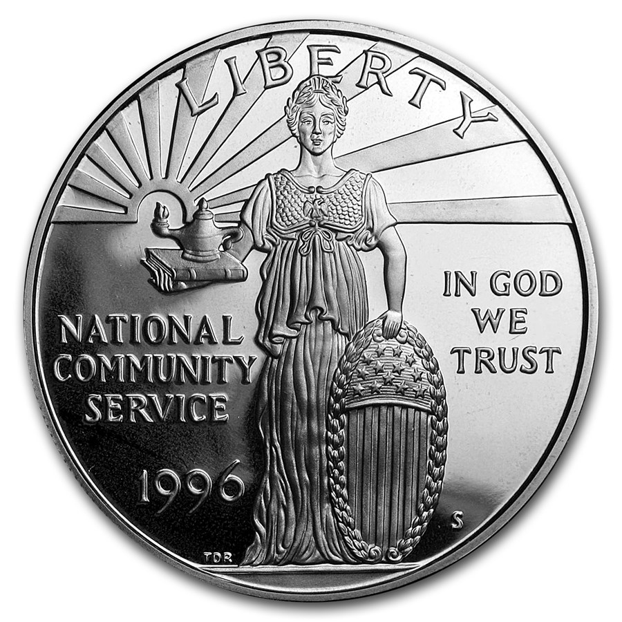 1996-S Community Service $1 Silver Commem Proof (w/Box & COA)