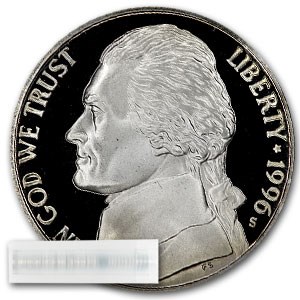 1996-S Jefferson Nickel 40-Coin Roll Proof 1996-S Jefferson Nickel 40-Coin Roll Proof