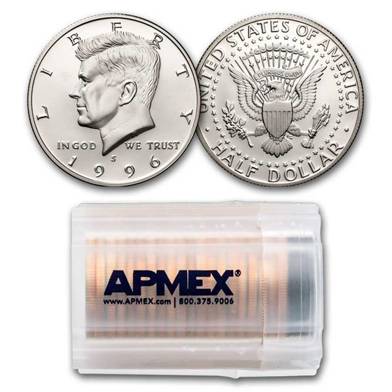 1996-S Kennedy Half Dollar 20-Coin Roll Proof 1996-S Kennedy Half Dollar 20-Coin Roll Proof