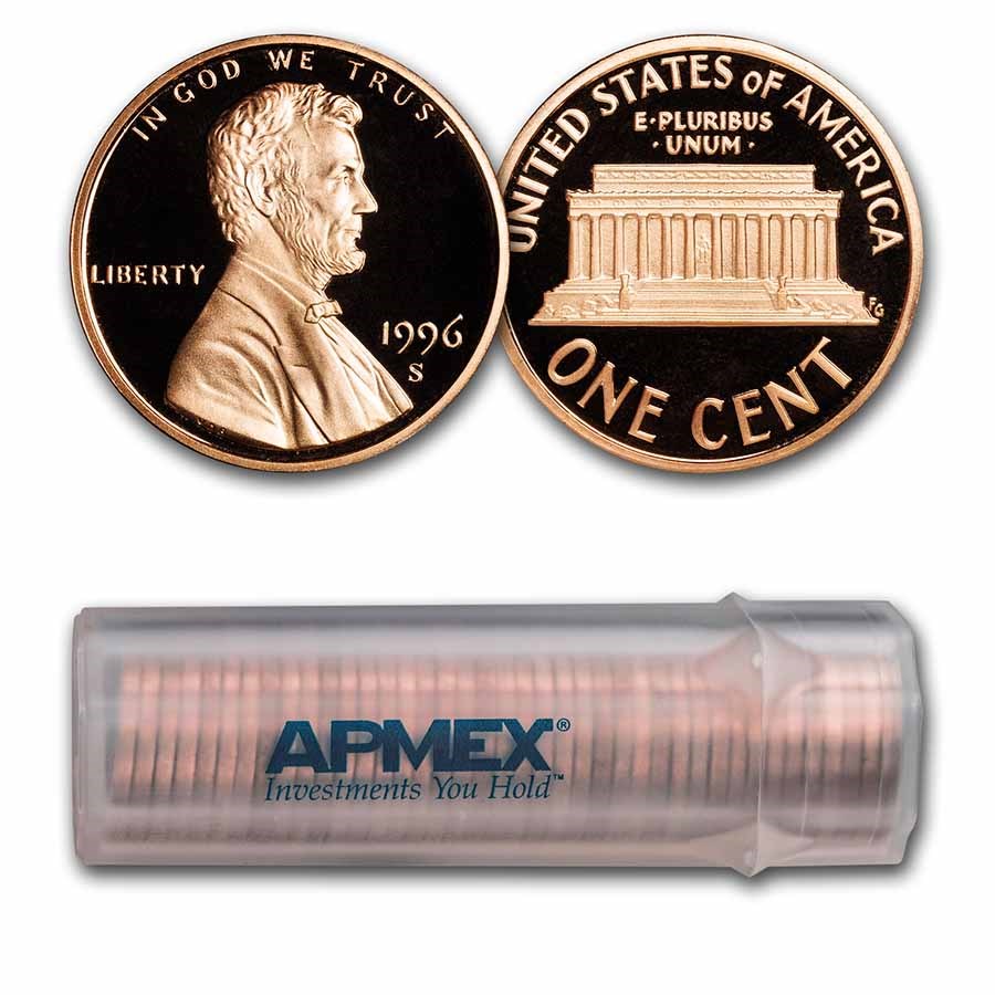 1996-S Lincoln Cent 50-Coin Roll Proof