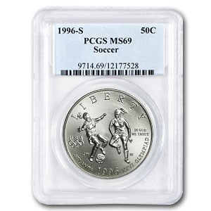 1996-S Olympics 1/2 Dollar Clad Commem MS-69 PCGS (Soccer) 1996-S Olympics 1/2 Dollar Clad Commem MS-69 PCGS (Soccer)