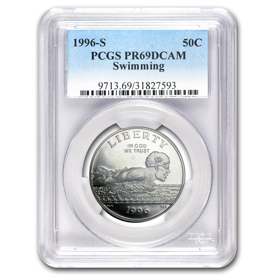 1996-S Olympics 1/2 Dollar Clad Commem PR-69 PCGS (Swimming)