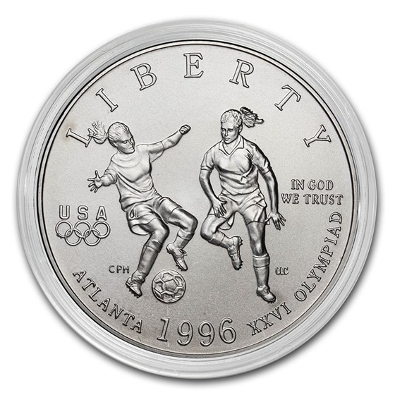 1996-S Olympics 1/2 Dollar Clad Commem Soccer BU (Capsule Only) 1996-S Olympics 1/2 Dollar Clad Commem Soccer BU (Capsule Only)