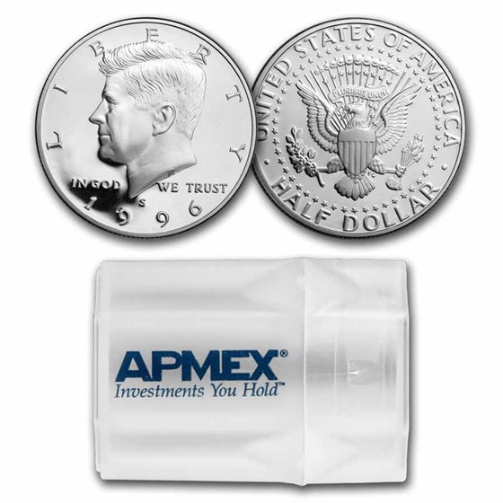 1996-S Silver Kennedy Half Dollar 20-Coin Roll Proof 1996-S Silver Kennedy Half Dollar 20-Coin Roll Proof