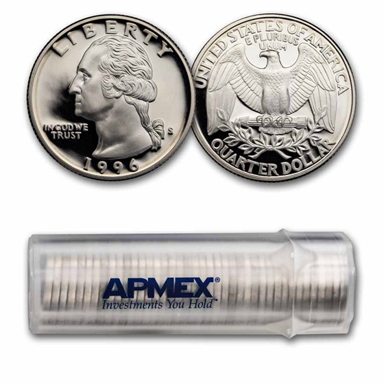 1996-S Washington Quarter 40-Coin Roll Proof (Silver) 1996-S Washington Quarter 40-Coin Roll Proof (Silver)