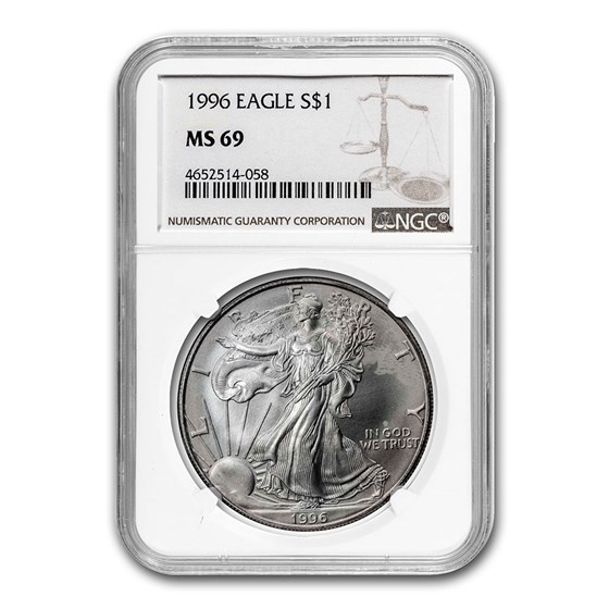 1996 Silver American Eagle MS-69 NGC (Spotted) 1996 Silver American Eagle MS-69 NGC (Spotted)
