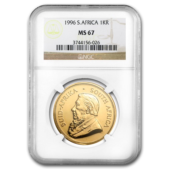 1996 South Africa 1 oz Gold Krugerrand MS-67 NGC 1996 South Africa 1 oz Gold Krugerrand MS-67 NGC