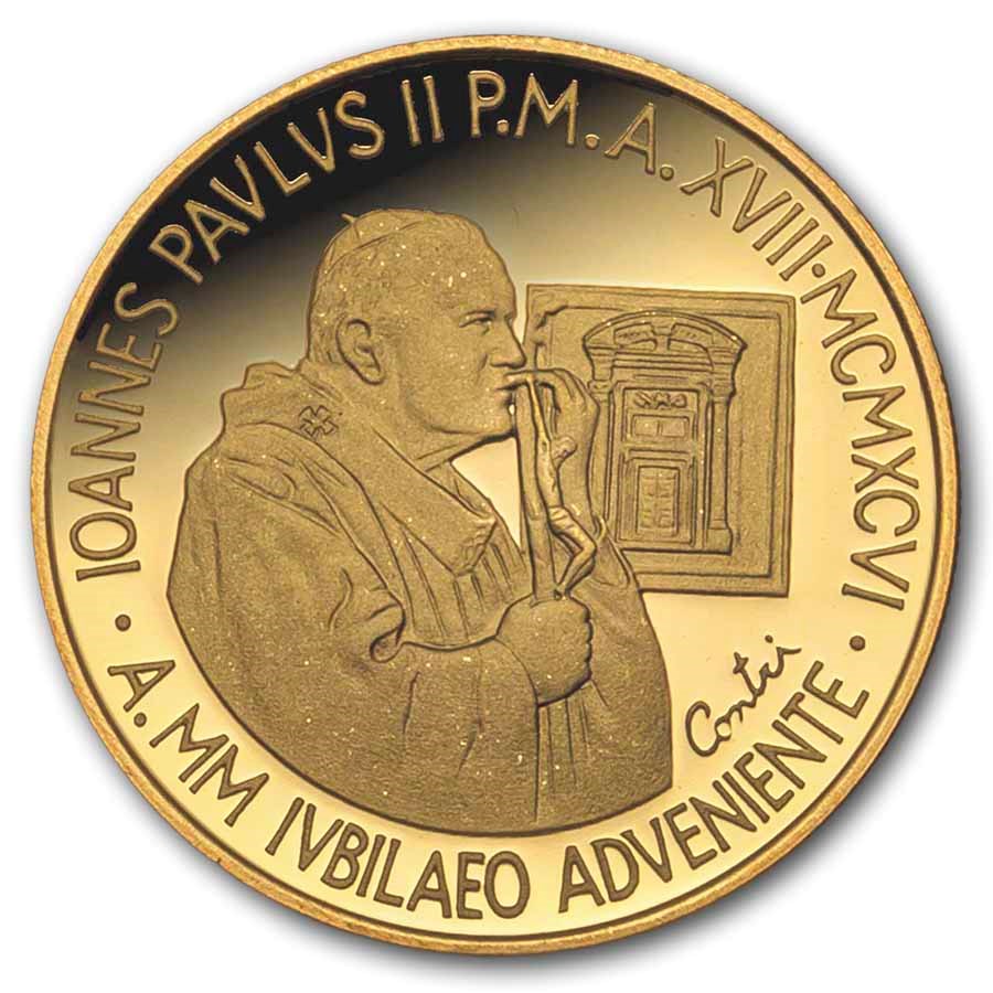 1996 Vatican City Proof Gold 100,000 Lire Pope John Paul II Basil