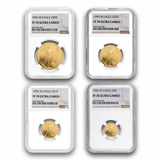 1996-W 4-Coin Proof American Gold Eagle Set PF-70 NGC 1996-W 4-Coin Proof American Gold Eagle Set PF-70 NGC