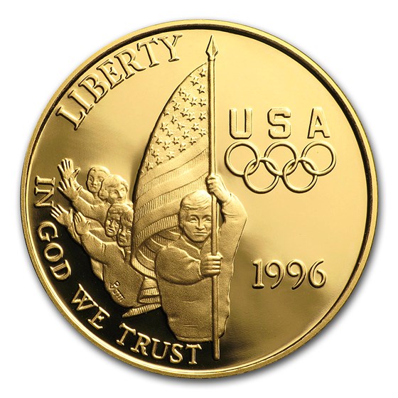 1996-W Gold $5 Commem Flag Bearer Proof (w/Box & COA) 1996-W Gold $5 Commem Flag Bearer Proof (w/Box & COA)