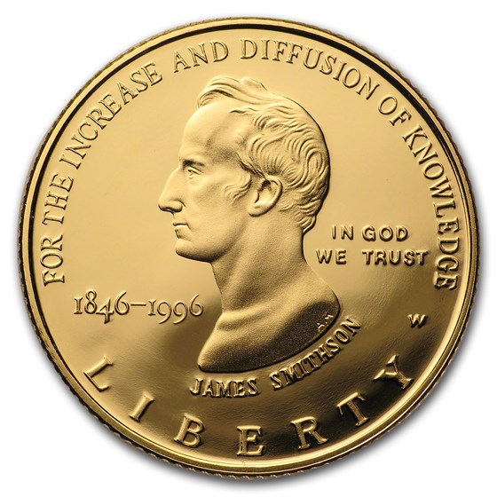 1996-W Gold $5 Commem Smithsonian Anniversary Prf (w/Box & COA)